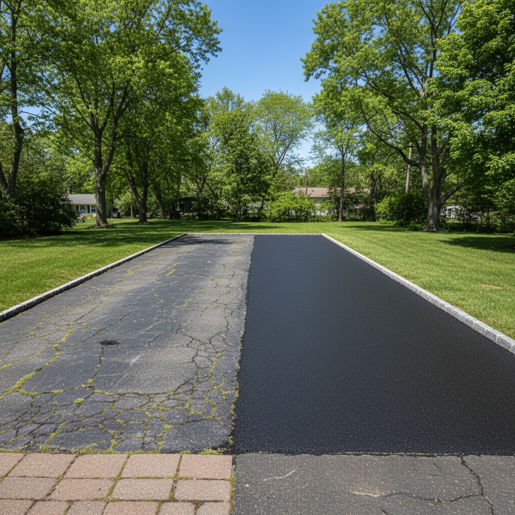 Completed asphalt paving work at a residential property in Toms River, NJ
