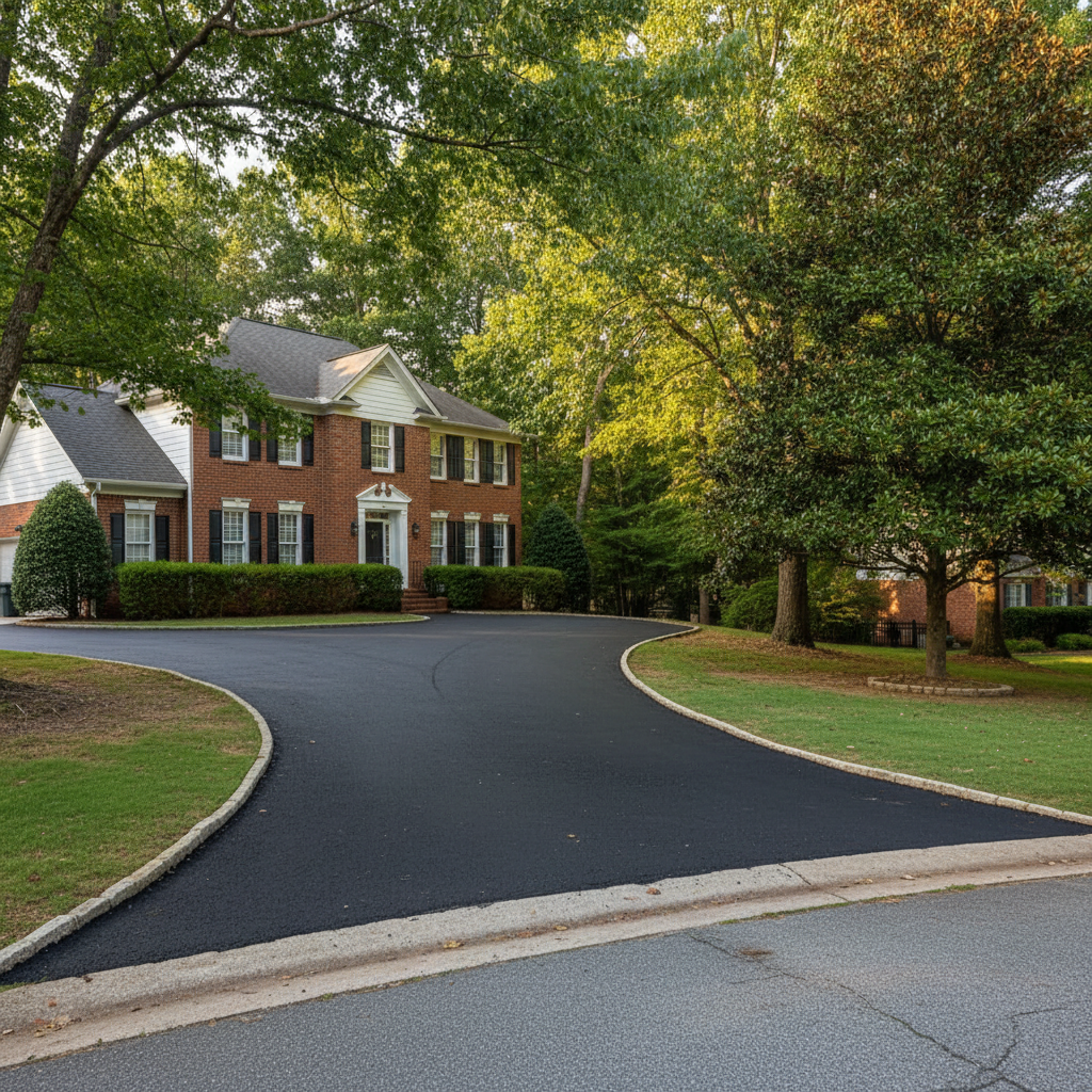 Completed asphalt repair work at a residential property in Atlanta, GA