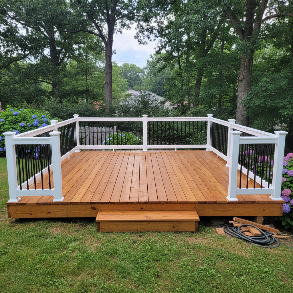 Completed deck repair work at a residential property in New Britain, CT