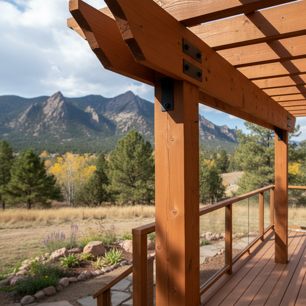 Completed pergola construction work at a residential property in Boulder, CO