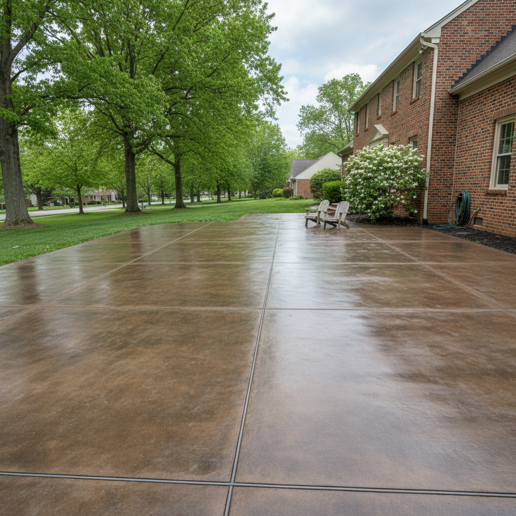 Completed concrete staining work at a residential property in Waldorf, MD