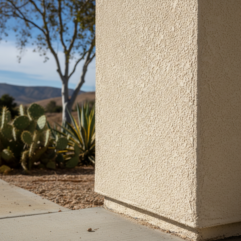 Completed stucco repair work at a residential property in Riverside, CA