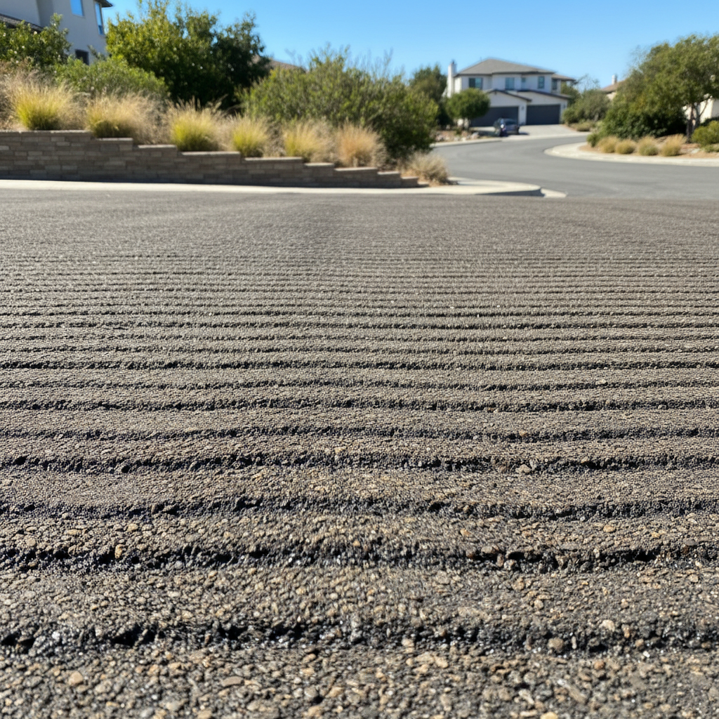 Completed asphalt milling work at a residential property in Laguna Niguel, CA