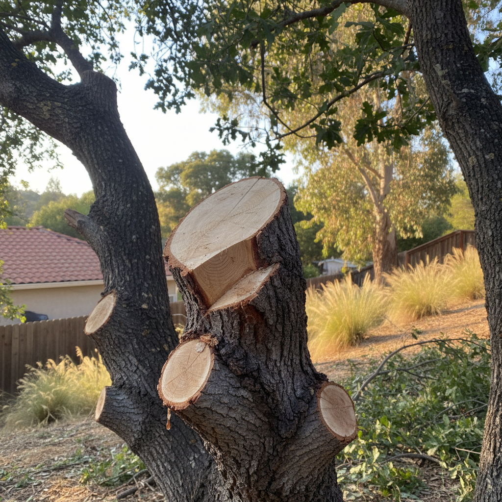 Completed tree pruning work at a residential property in Fremont, CA