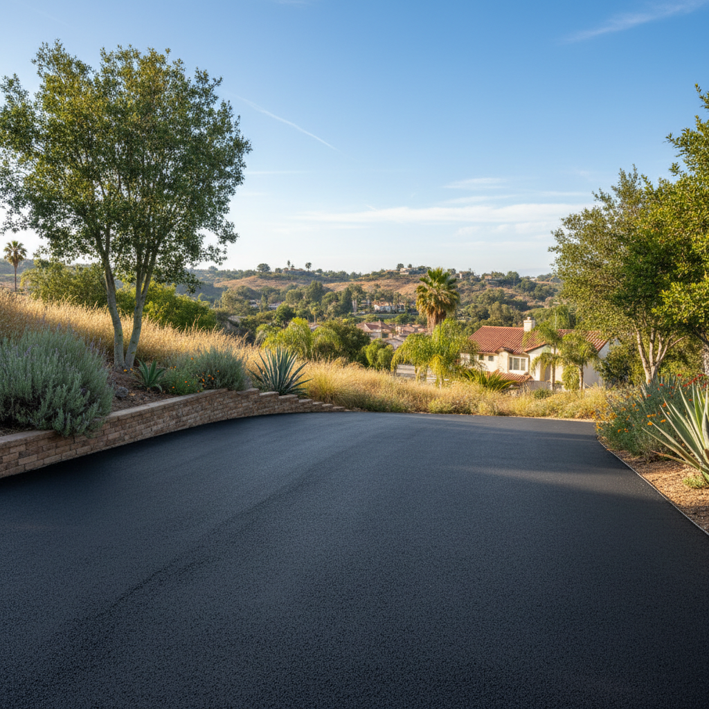 Completed asphalt paving work at a residential property in Laguna Niguel, CA