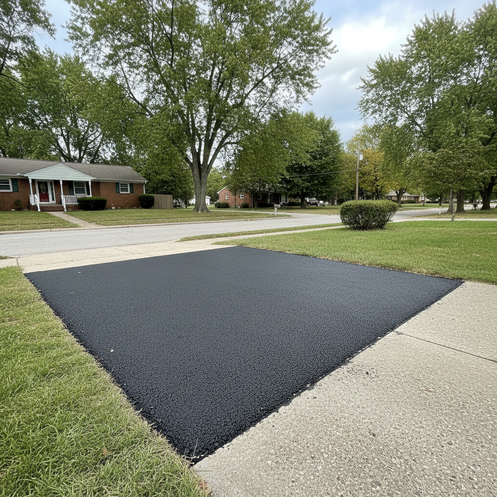 Completed asphalt patching work at a residential property in Cleveland, OH