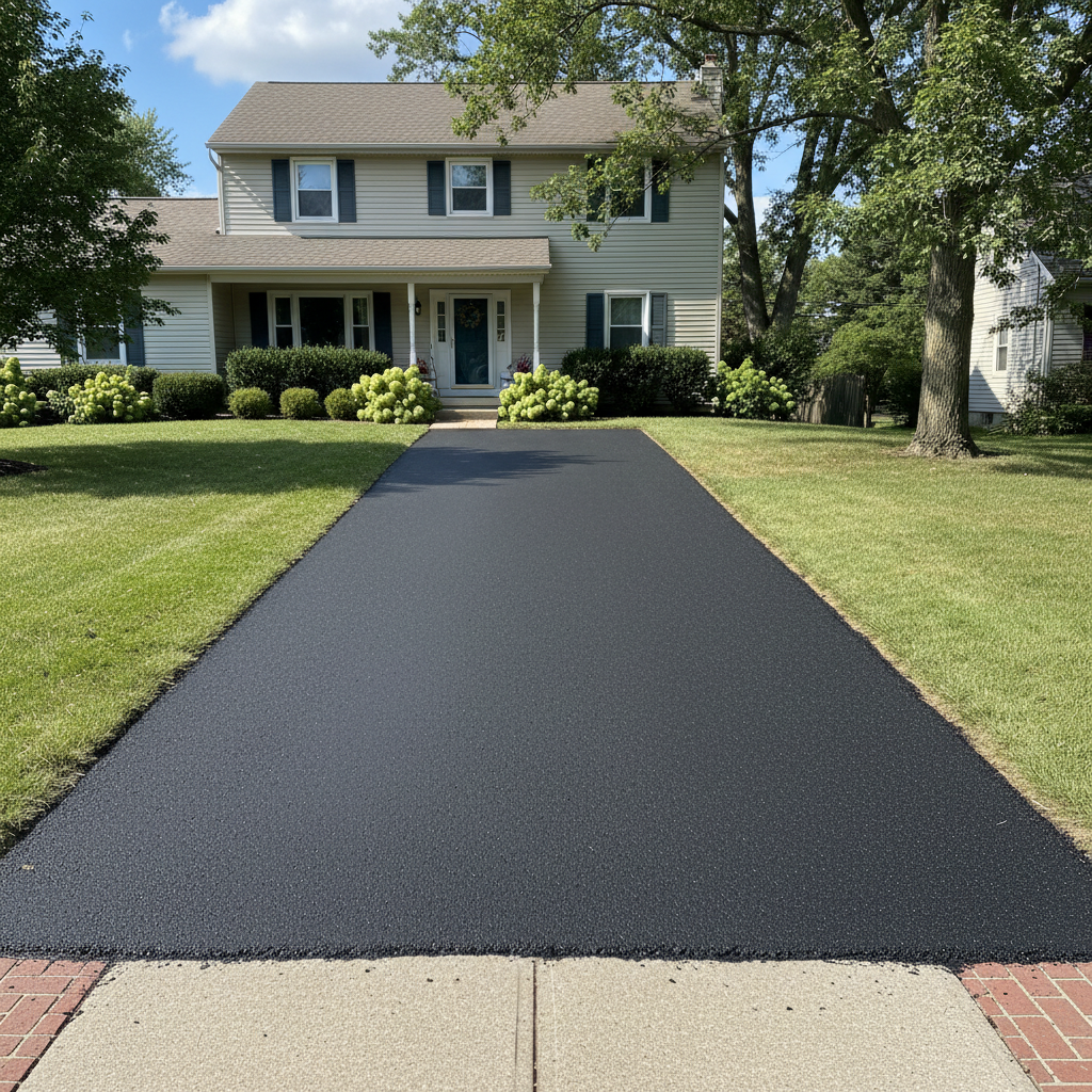 Completed driveway paving work at a residential property in Cleveland, OH