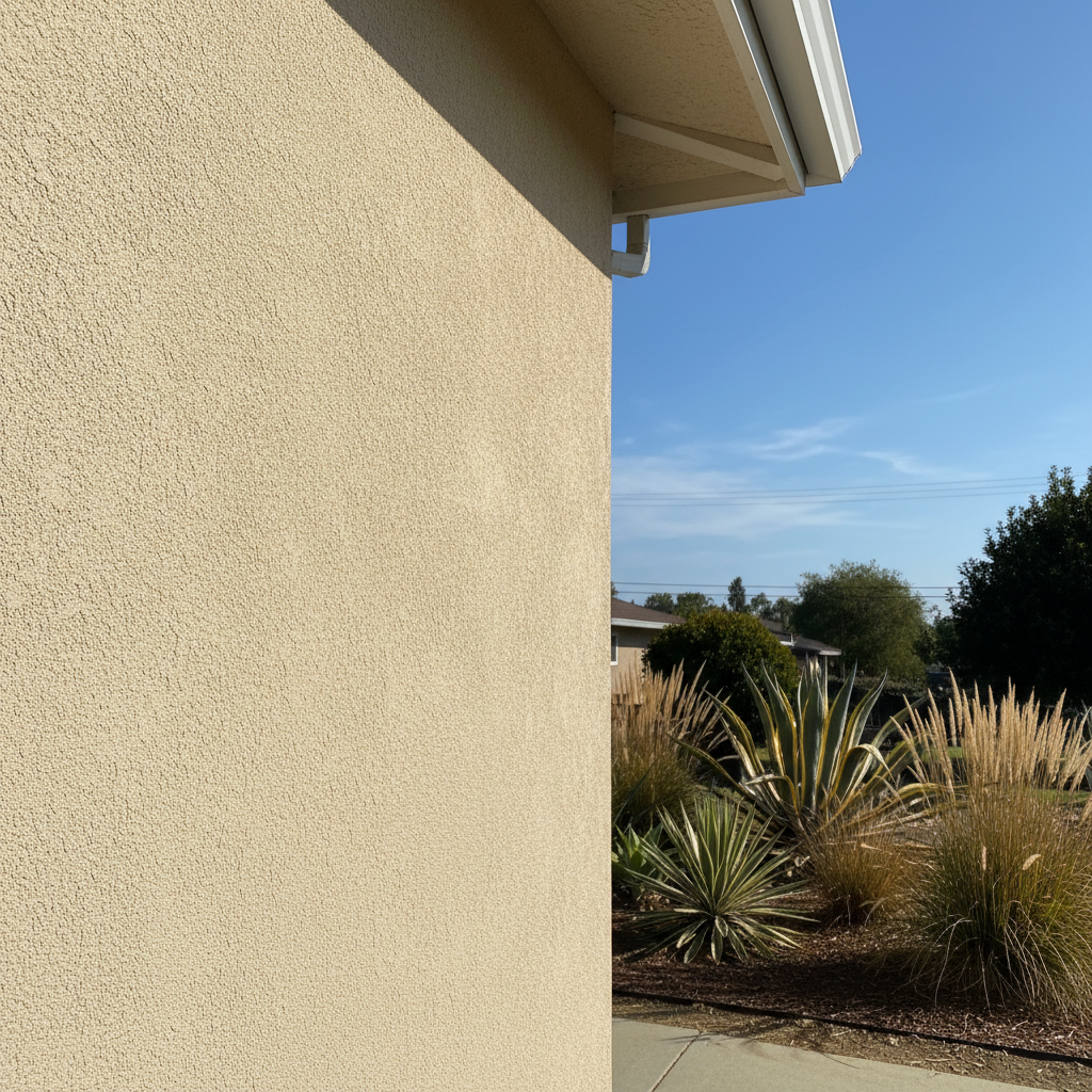 Completed stucco repair work at a residential property in Sunnyvale, CA