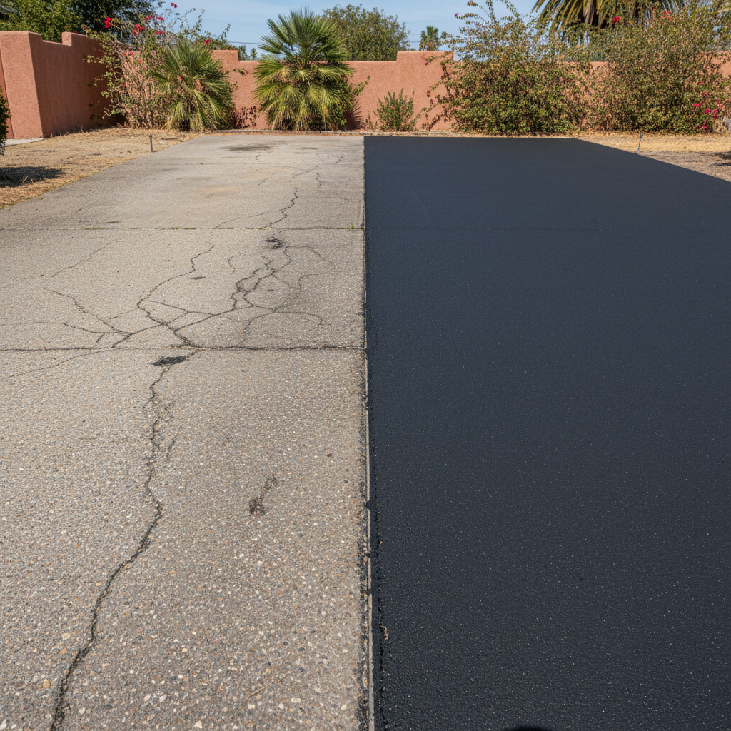 Completed slurry coating work at a residential property in Los Angeles, CA
