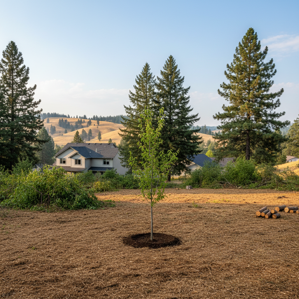 Completed land clearing work at a residential property in Union Gap, WA
