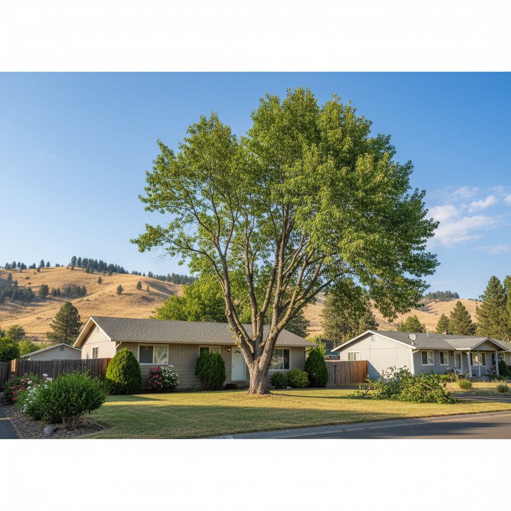 Completed tree trimming work at a residential property in Union Gap, WA