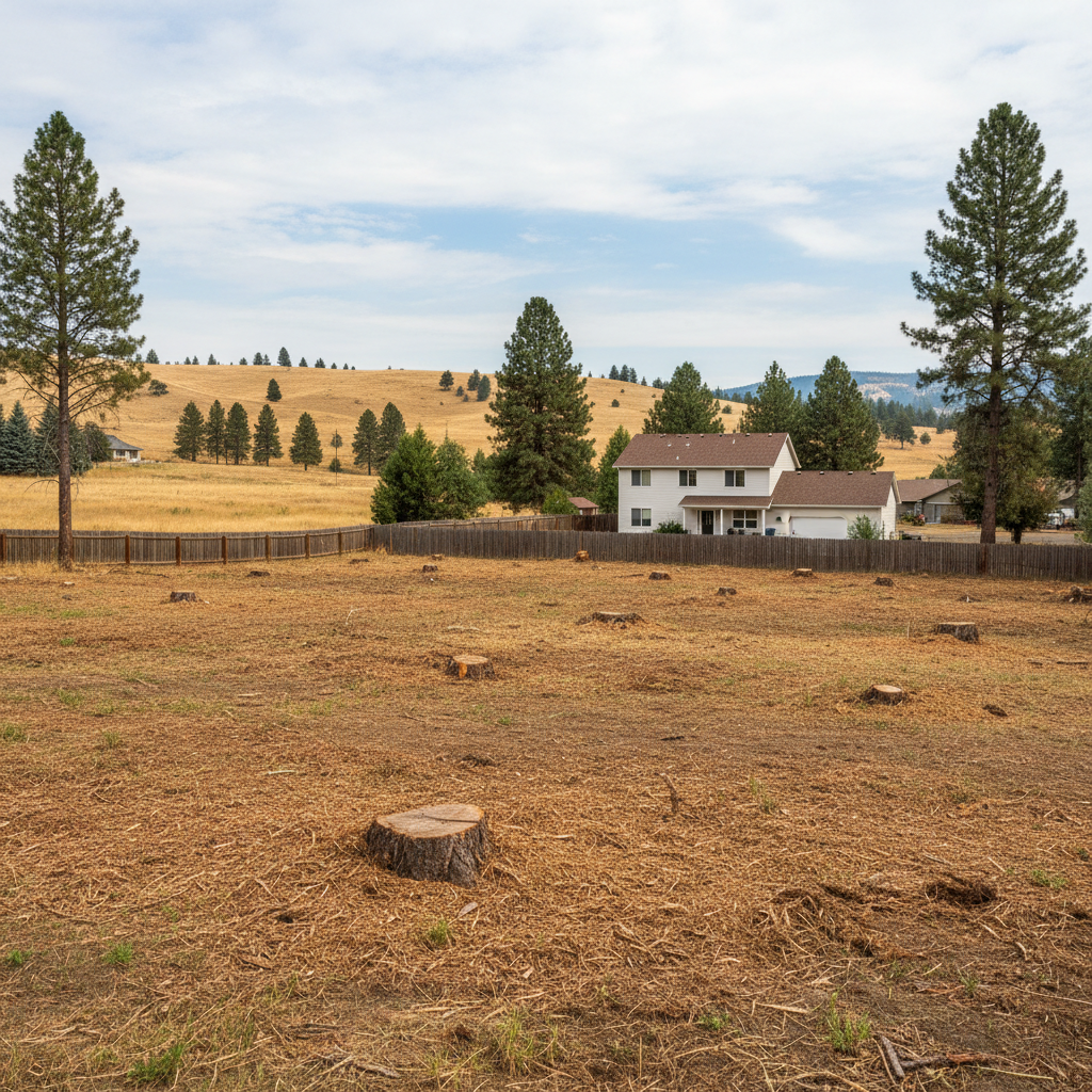 Completed lot clearing work at a residential property in Union Gap, WA
