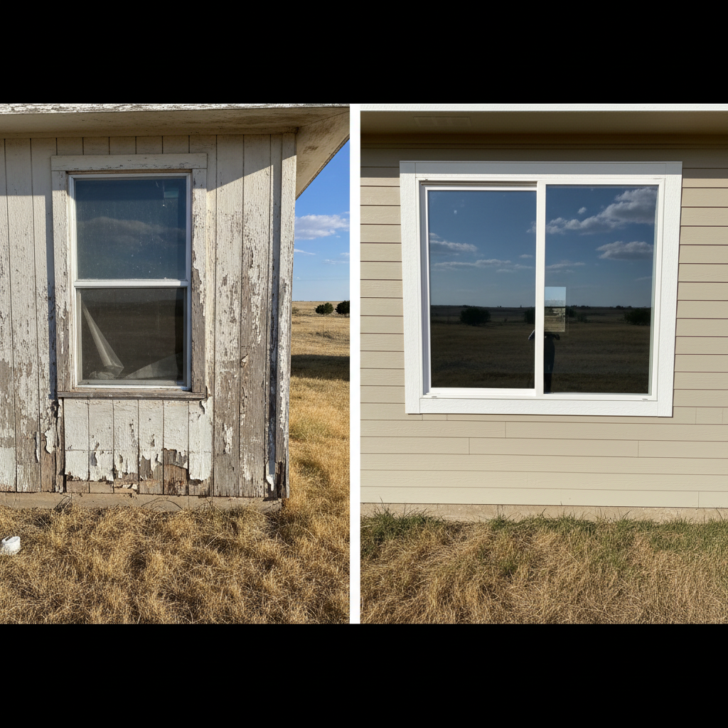 Completed window replacement work at a residential property in Dodge City, KS