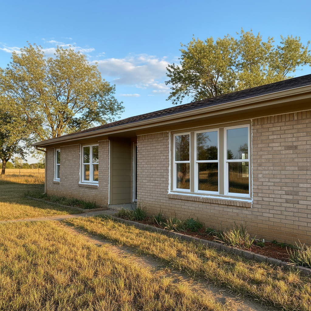 Completed window caulking and sealing work at a residential property in Dodge City, KS