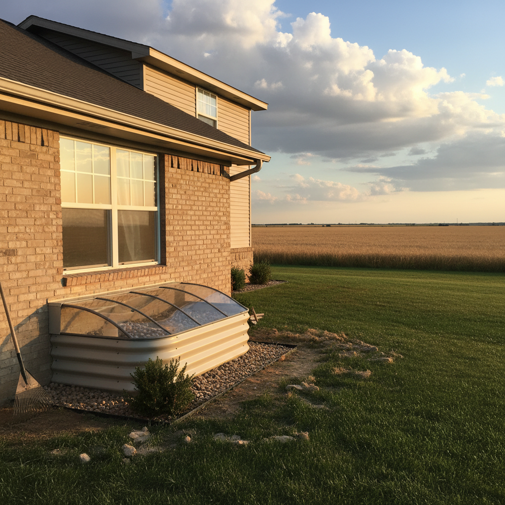 Completed egress window installation work at a residential property in Dodge City, KS