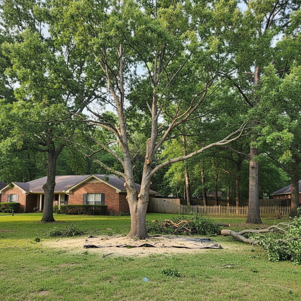 Completed tree pruning work at a residential property in Kingwood, TX