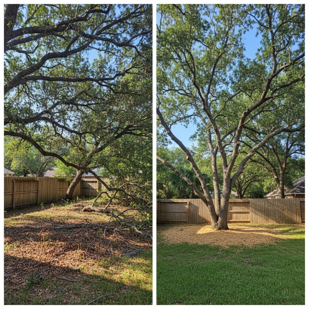 Completed tree trimming work at a residential property in Kingwood, TX