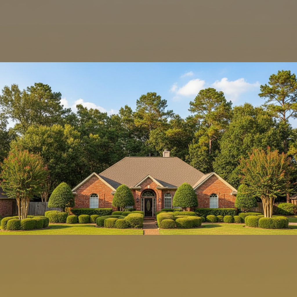 Completed shrub & bush trimming work at a residential property in Humble, TX