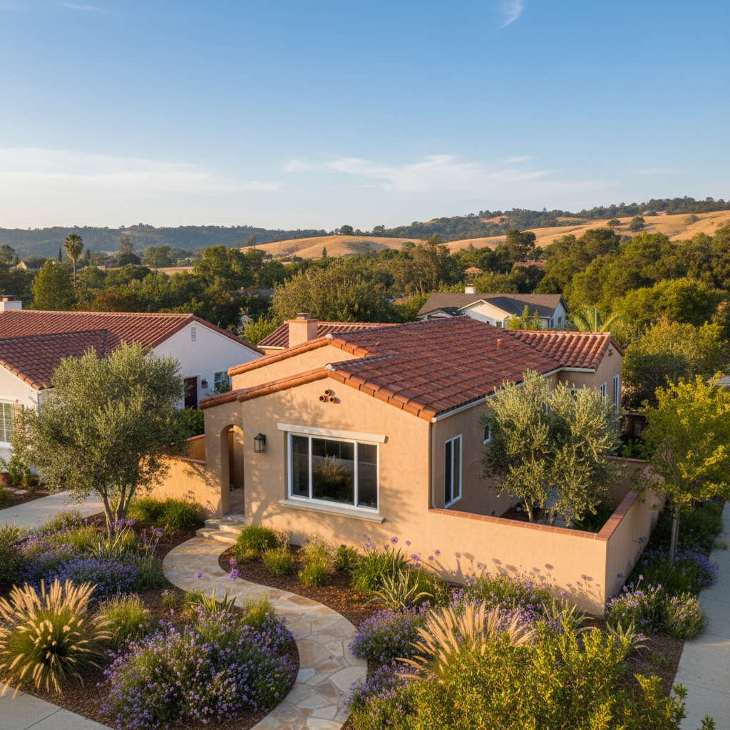 Completed stucco repair work at a residential property in Stanford, CA