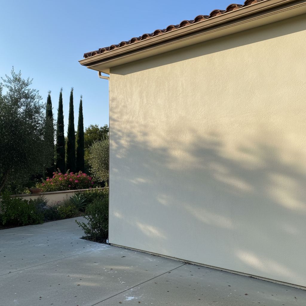 Completed stucco repair work at a residential property in Atherton, CA