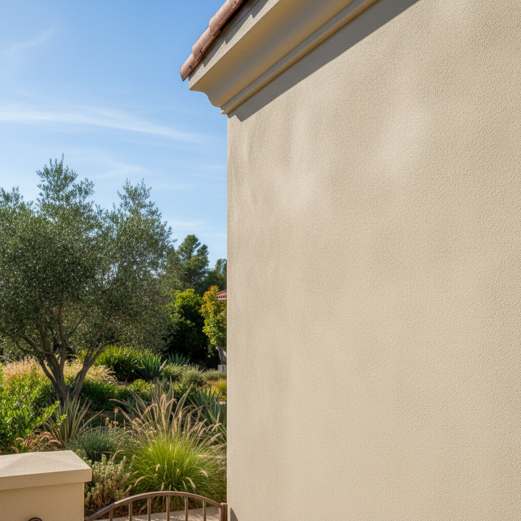 Completed residential stucco work at a residential property in Stanford, CA