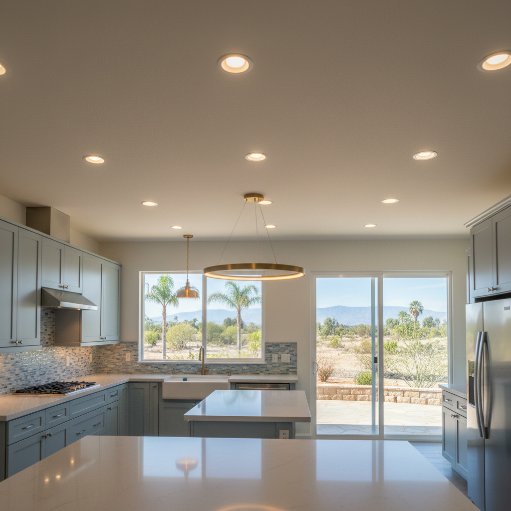Completed kitchen lighting work at a residential property in Downey, CA