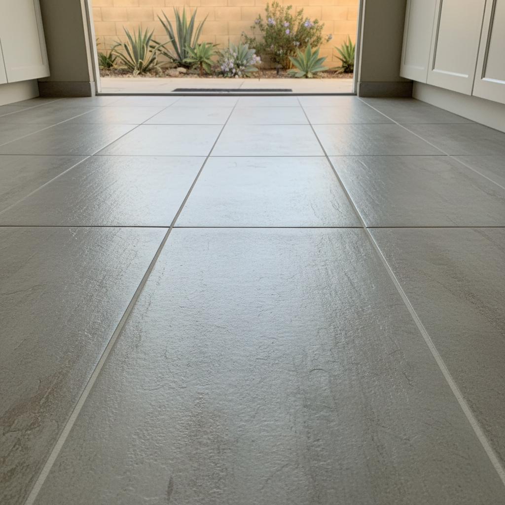 Completed kitchen flooring work at a residential property in Fullerton, CA