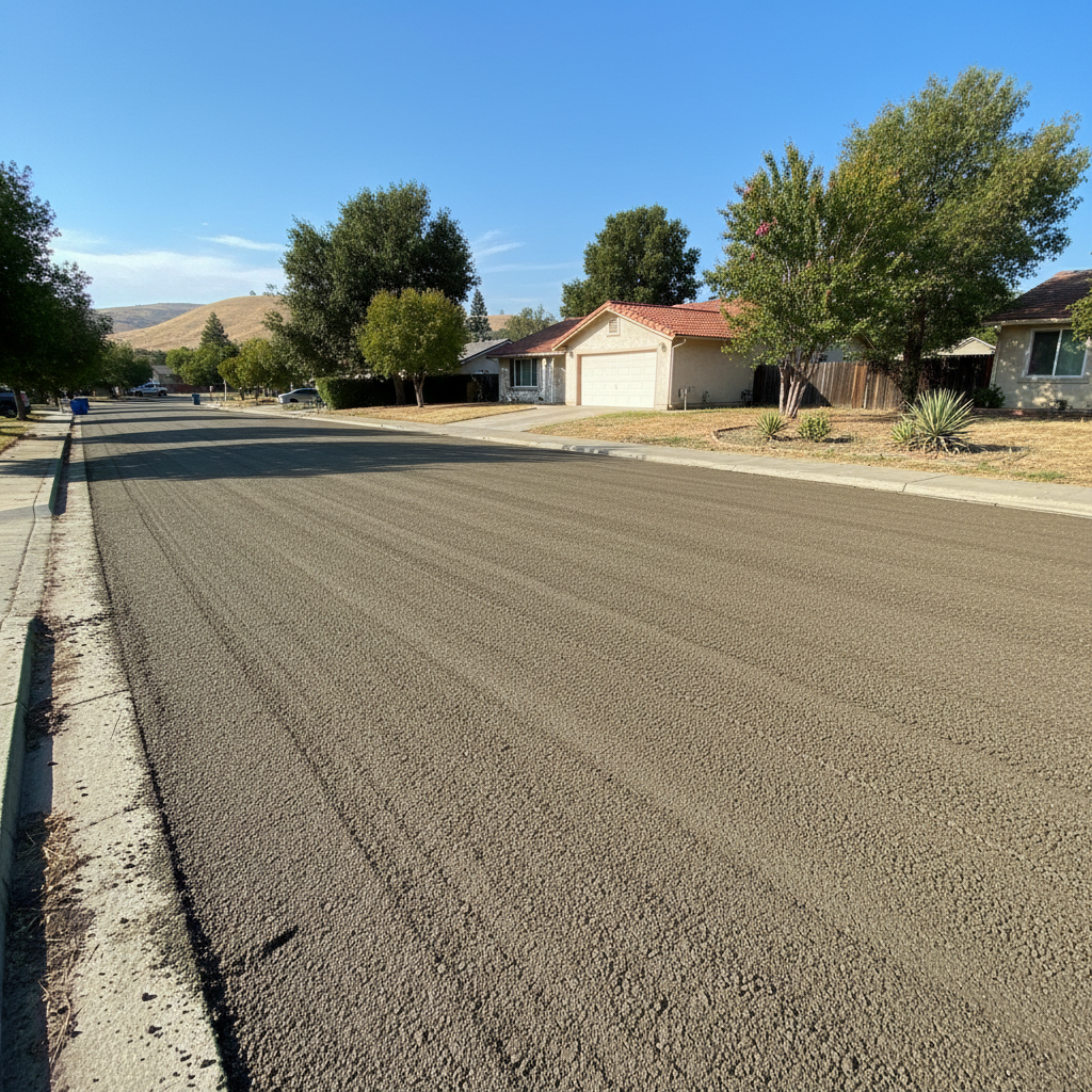 Completed asphalt milling work at a residential property in Yuba City, CA