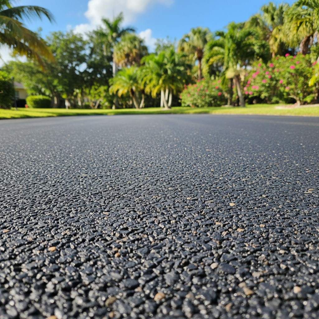 Completed driveway paving work at a residential property in Plantation, FL