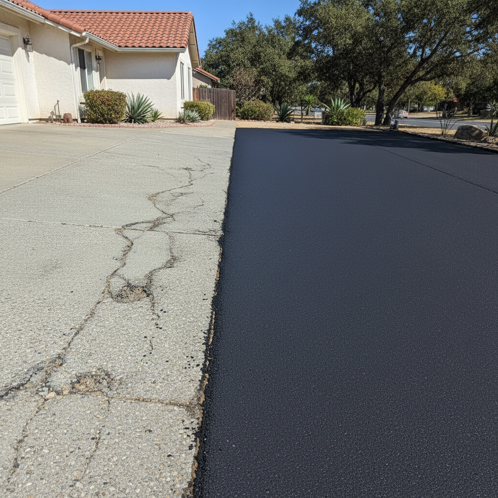 Completed driveway paving work at a residential property in Yuba City, CA
