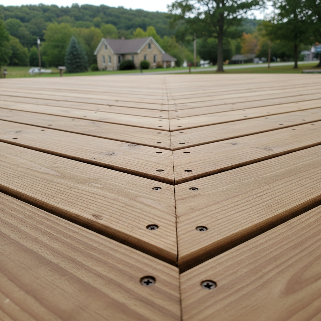 Completed deck construction work at a residential property in Galena, IL