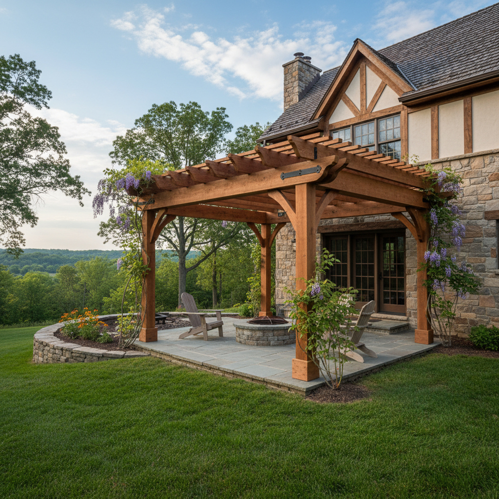 Completed pergola construction work at a residential property in Galena, IL