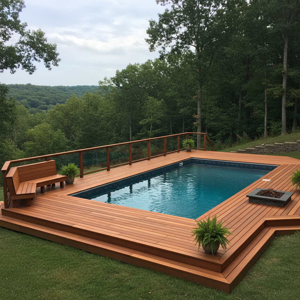 Completed pool decks work at a residential property in Galena, IL