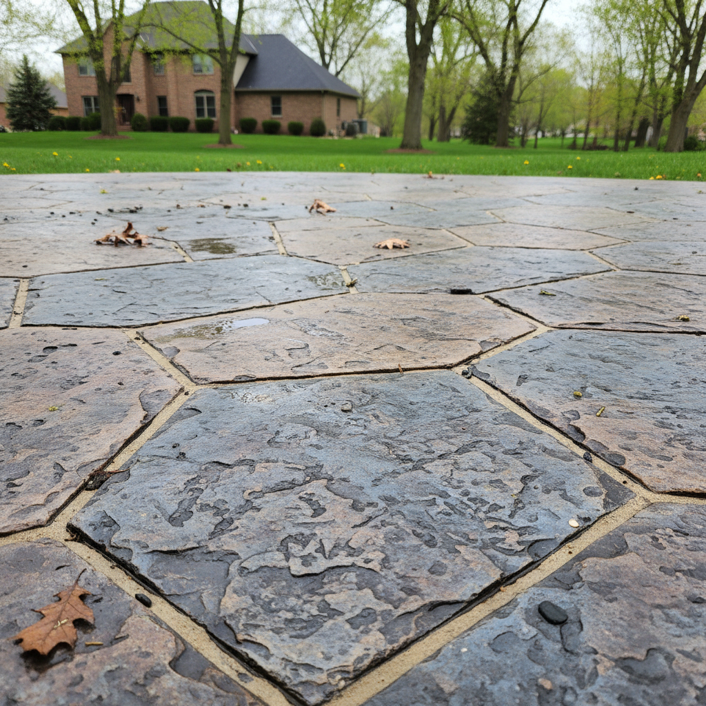 Completed decorative concrete work at a residential property in Joliet, IL