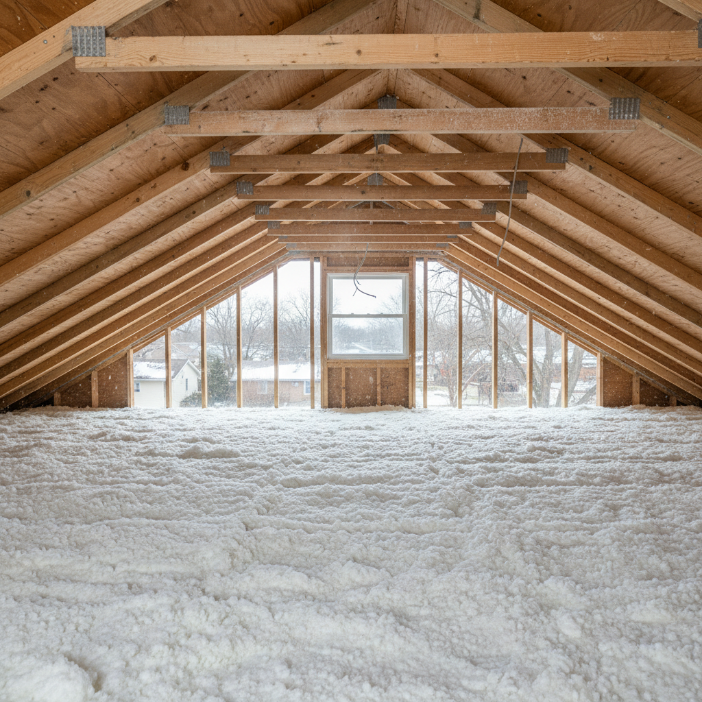 Completed blown-in insulation work at a residential property in Evanston, IL