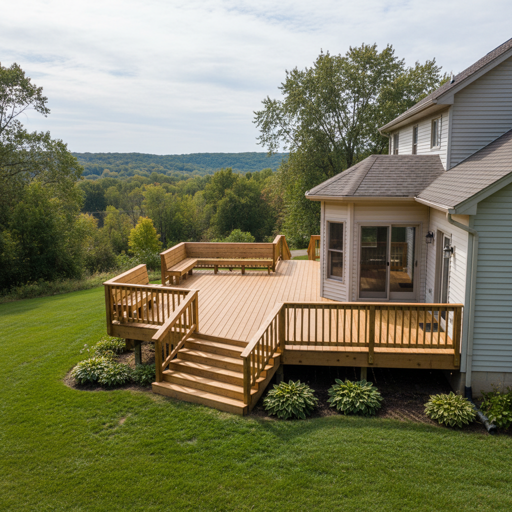 Completed deck construction work at a residential property in Galena, IL
