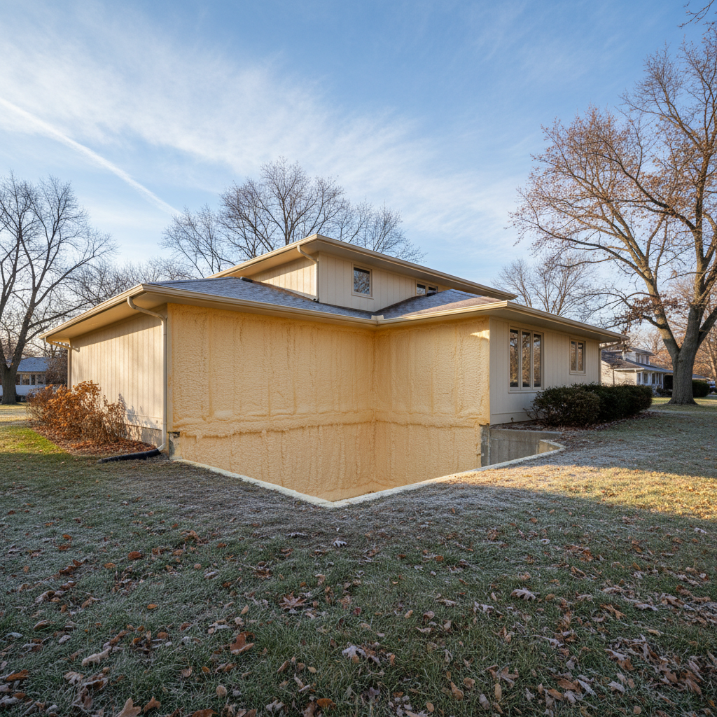 Completed closed cell spray foam work at a residential property in Evanston, IL