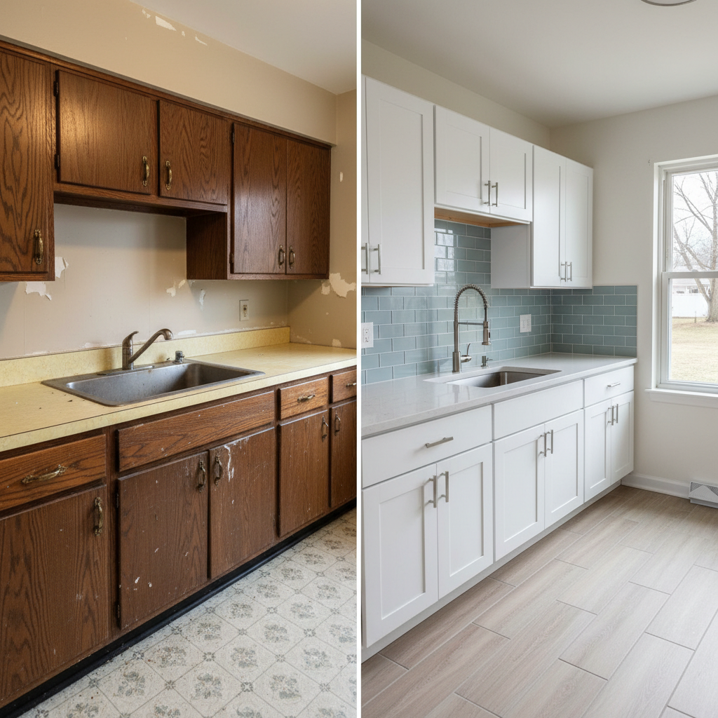 Completed cabinet installation work at a residential property in Freeport, IL