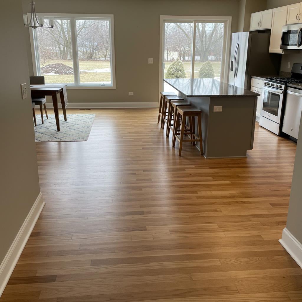 Completed kitchen flooring work at a residential property in Freeport, IL