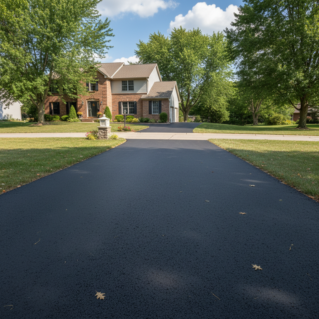 Completed asphalt paving work at a residential property in South Bend, IN
