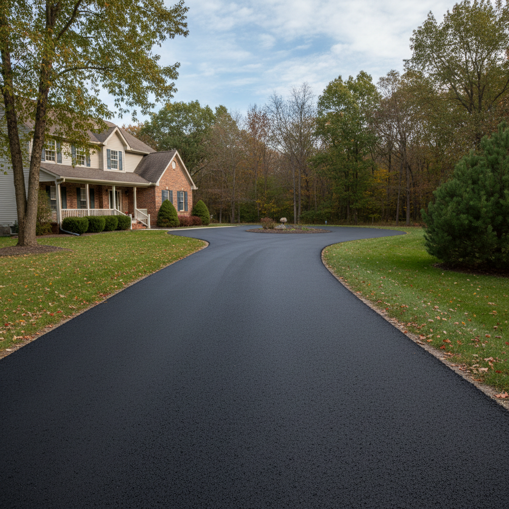 Completed residential asphalt work at a residential property in Michigan City, IN