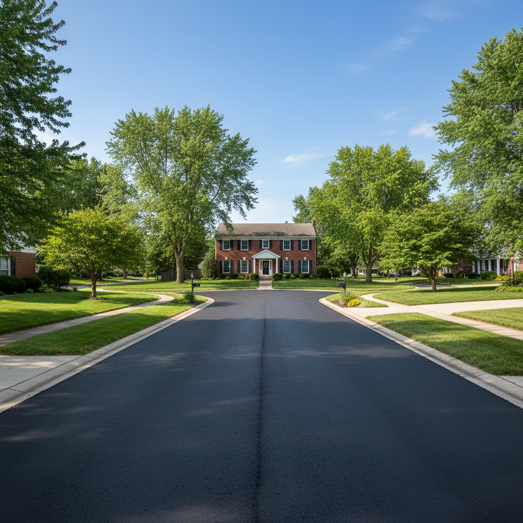 Completed asphalt paving work at a residential property in Granger, IN
