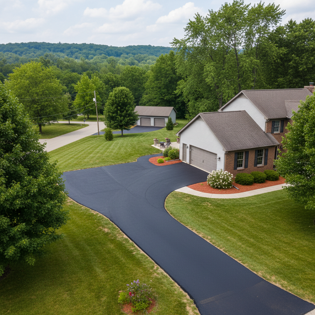Completed asphalt paving work at a residential property in Granger, IN