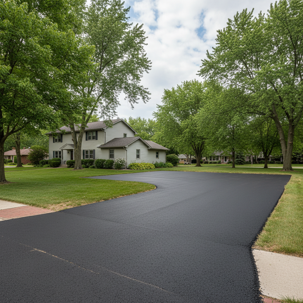 Completed commercial asphalt work at a residential property in Michigan City, IN