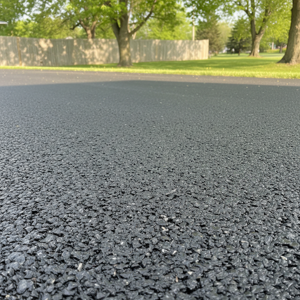 Completed asphalt paving work at a residential property in Goshen, IN
