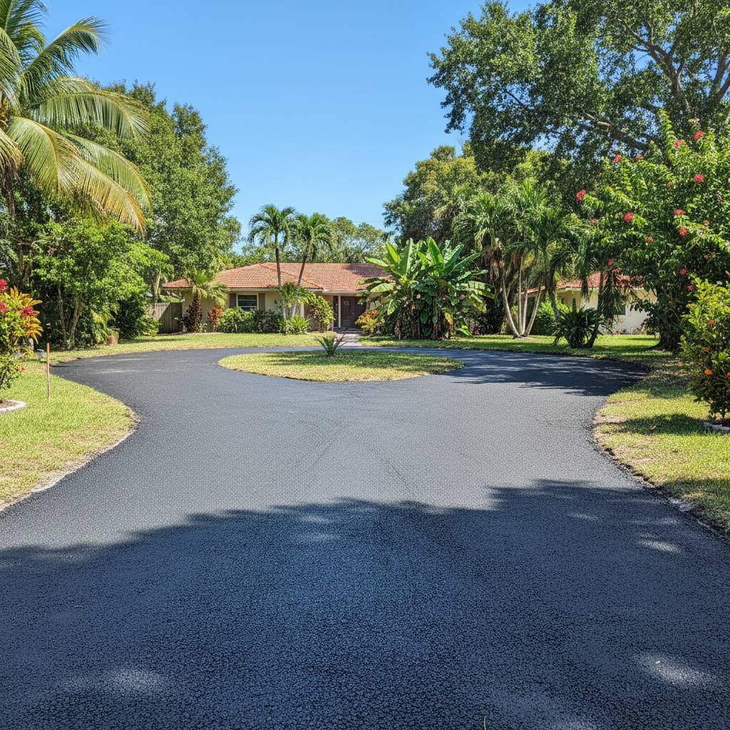 Completed asphalt milling work at a residential property in Miami Gardens, FL