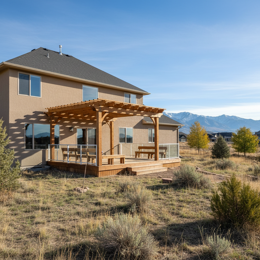 Completed pergola construction work at a residential property in Ogden, UT