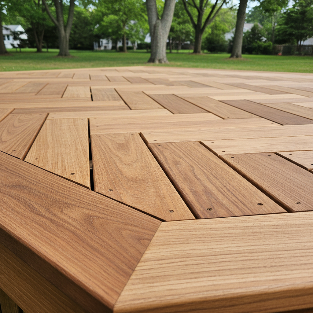 Completed deck construction work at a residential property in Belmont, MA