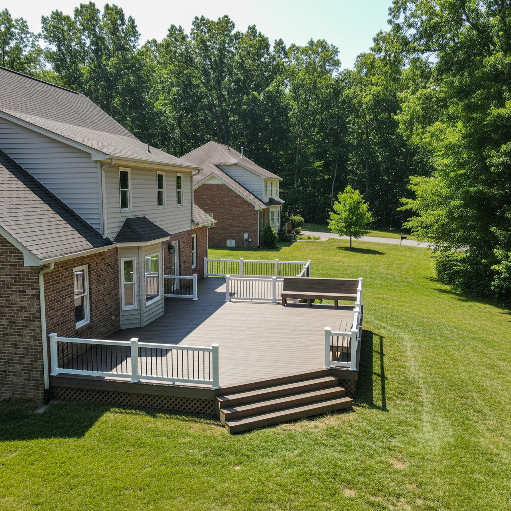 Completed trex decks work at a residential property in Halls, TN