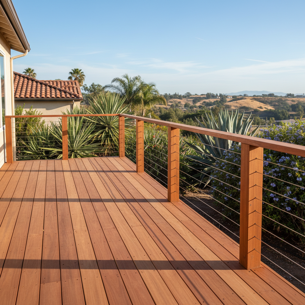 Completed deck railing installation work at a residential property in Vista, CA